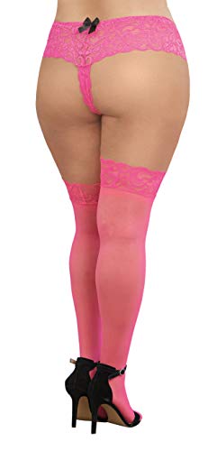 Dg Neon Thigh Highs W/ Silicn Top Pnk Os