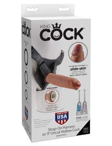 (D) King Cock Strap-On Harness W/ 9 Uncut Hollow Cock Tan ''