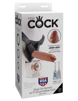 (D) King Cock Strap-On Harness W/ 9 Uncut Hollow Cock Tan ''