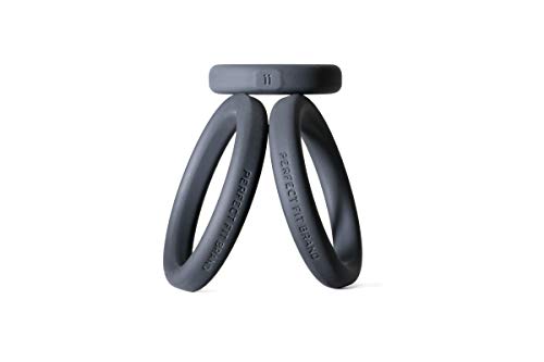 Perfectfit Brand Xact-Fit Play Zone Cock Ring Kit Stackable Silicone Multiple Sizes Firm Fit Durable Set Of 9 Rings With Sturdy Storage Cone