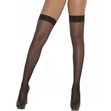 Elegant Moments Womens Plus Sheer Thigh Hi With Rhinestone Back Seam, Black, One Size