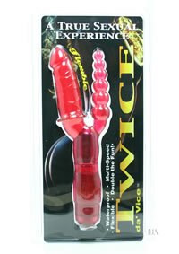 Golden Triangle Twice Da Vice Waterproof Multi-Speed Vibrator, Red