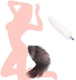 Ooiixx Butt Plug Fox Tail Cosplay Anal Plug Anal Butt Plug Adult Sex Toys for Beginner Women Men Couple (18'' White)