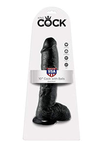 Pipedream King Cock With Balls, Black, 10 Inch