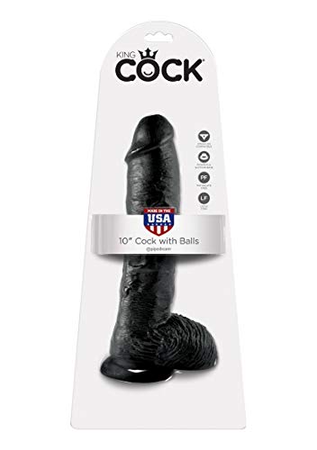 Pipedream King Cock With Balls, Black, 10 Inch