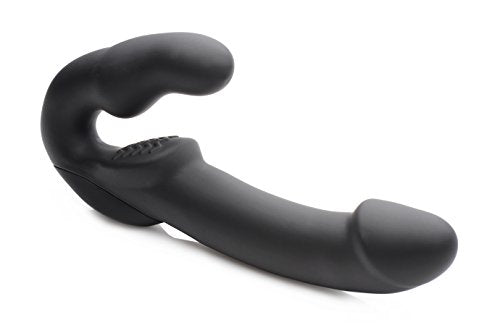 Strap U Evoke Super Charged Black Vibrating Strapless Silicone Dildo
