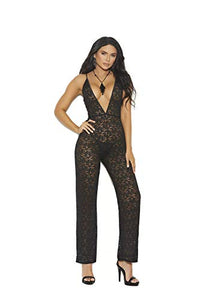 Deep V Lace Jumpsuit Black S