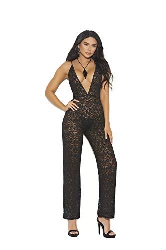 Deep V Lace Jumpsuit Black S