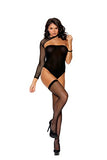 Opaque Fishnet Teddy With Stockings - One Size - Black