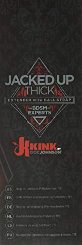Kink By Doc Johnson Jacked Up Extender With Ball Strap - Thick - Internally Textured Tpe Penis Extension Sleeve - Adds Length An