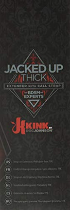 Kink By Doc Johnson Jacked Up Extender With Ball Strap - Thick - Internally Textured Tpe Penis Extension Sleeve - Adds Length An