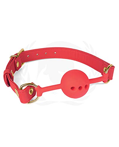 Spartacus Silicone Ball Gag W/Red Pu Straps - 46 Mm