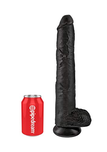 Pipedream Products King Cock Life Like Cock With Balls And Suction Mount Base, Black, 14 Inch