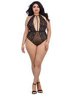 Dreamgirl Womens Plus Teddy, Black, One Size Queen