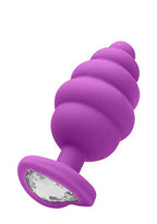 (Wd) Large Ribbed Diamond Hear Plug Purple