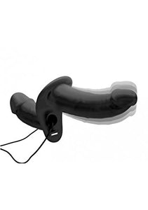 Strap U Power Pegger Silicone Vibrating Double Pleasure Dildo With Harness Black