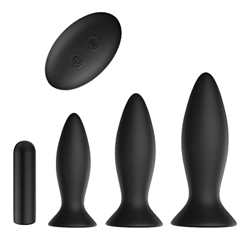 Anal Sex Toy Vibrator,3Pcs Vibrating Anal Butt Plug Training Kit, Remote Control 9 Vibration Modes Adult Anal Sex Toys Vibrators