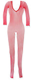 Long Sleeve Fishnet Bodystocki Red O/S