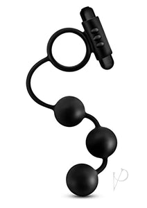 Blush Anal Adventures Platinum - Silicone Anal Beads With Vibrating C-Ring, Sex Toys For Men, Black