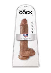 King Cock 10In Cock With Balls - Tan