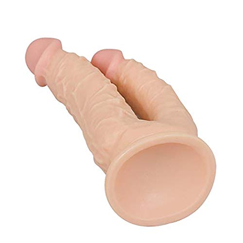 Realistic Dildo Double Head Dildo with Strong Suction Cup Base Big Cock Curved Shaft Dual Layer Dicks for Pussy Vagina Anal Stim