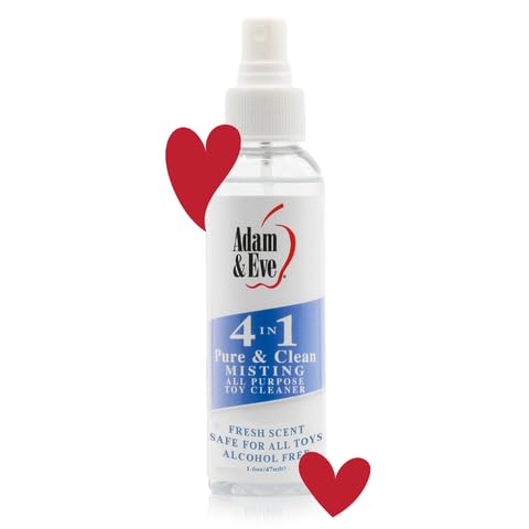Adam and Eve 4 in 1 Pure and Clean Misting Adult Sex Toy Cleaner, Fast Acting Clear Wash, Easy to Use Spray with Fresh Scent, Fl