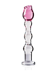 Icicles No. 12- Glass Dong W/Flwr On Top