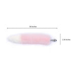 OOIIXX Anal Plug with Sexy Tail for Cosplay, Adult Sex Toys of Stainless Steel Anal Plug (Pink-White Kit, Large)