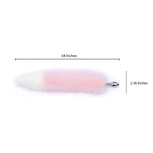 OOIIXX Anal Plug with Sexy Tail for Cosplay, Adult Sex Toys of Stainless Steel Anal Plug (Pink-White Kit, Large)