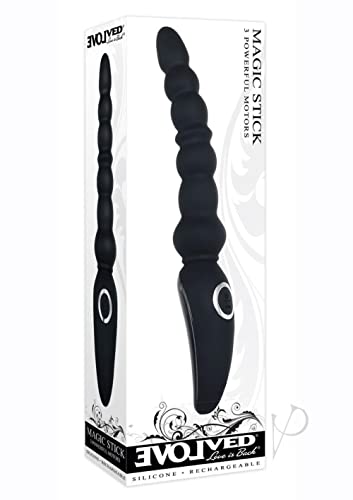 Evolved Love Is Back - Magic Stick - Rechargeable Silicone Beaded Vibrator - Black