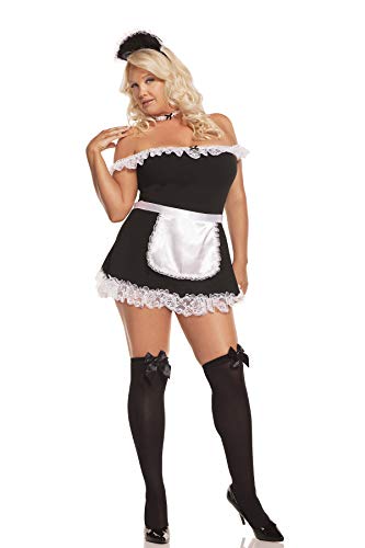 Elegant Moments Sexy Maid Costume, Black, 1X/2X