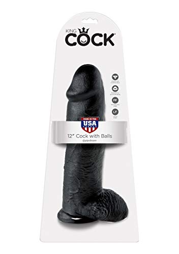 King Cock 12 Inch Cock With Balls - Black