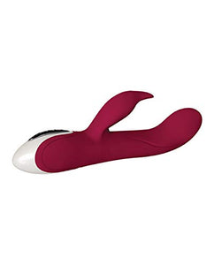 Evolved Love Is Back - Inflatable Rechargeable Silicone Bunny - Over 60 Function Combinations - G-Spot Tip Vibraties & Inflates To Almost 2 Inches - Burgundy