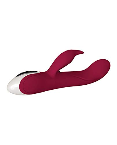 Evolved Love Is Back - Inflatable Rechargeable Silicone Bunny - Over 60 Function Combinations - G-Spot Tip Vibraties & Inflates To Almost 2 Inches - Burgundy