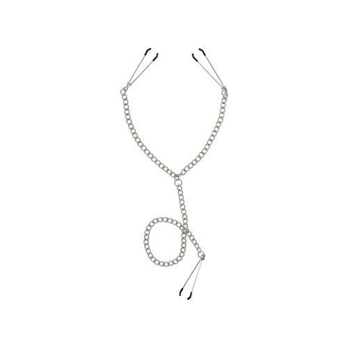Spartacus Y Style Adjustable Tweezer Nipple With Clit Clamps, Silver