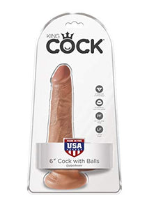 King Cock 6 In Cock W/Balls Tan