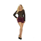 Lace And Lycra Mini Dress With Long Sleeves And Rhinestone Jewel - 3X / Black/Burgundy