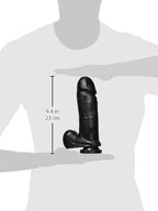 Thick Cock With Balls Suction Cup Dildo, Black, 9 Inch
