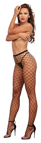 Dreamgirl WomenS Standard Sheer Thigh High Pantyhose Hosiery Nylons Stockings With Comfort Lace Top Anti-Slip Silicone Elastic Band One Size Black