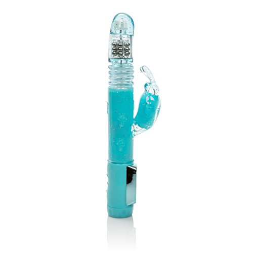 Calexotics Dazzle Xtreme Thruster - Thrusting 12 Function Rabbit Vibrator - Waterproof Vibe Sex Toys For Couples - Luxury Adult Hands Free G Spot Massager - Blue