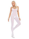 Elegant Moments Opaque Bodystocking White - O/S - White