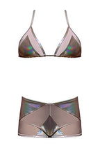 Ms Oil Slick Bra & Boy Short Set Sil 1Sq