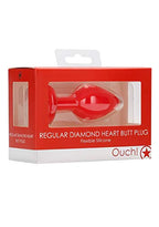 Diamond Heart Butt Plug Red Regular