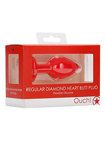 Diamond Heart Butt Plug Red Regular