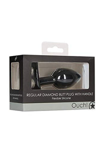 Regular Diamond Butt Plug W/ Handle Black