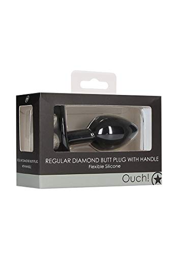 Regular Diamond Butt Plug W/ Handle Black