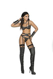 Studded Leather Underwire Bra Matching,Garter Belt, G-String 3 Piece Set