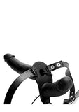 Strap U Power Pegger Silicone Vibrating Double Pleasure Dildo With Harness Black