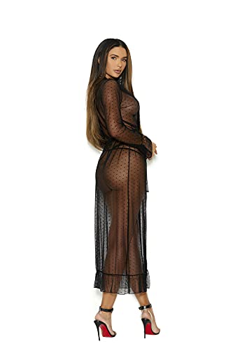 Dotted Mesh Robe & Panty Black 2X