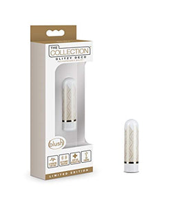 Blush - Glitzy Deco Rechargeable 10 Function Designer Bullet Vibrator - Thoughtfully Designed Vibration Modes - Giftable Sex Toy With Patterns For Girlfriend Wife Bachelorette Party - Rose Gold